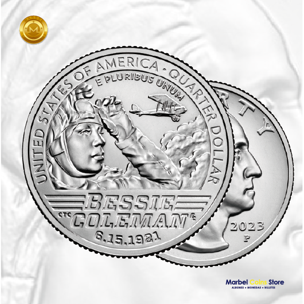 2023 P-D-S Bessie Coleman: Serie Mujeres Americanas - American Women Quarter - Imagen 4