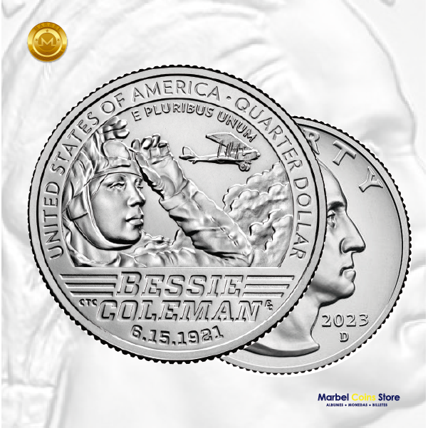 2023 P-D-S Bessie Coleman: Serie Mujeres Americanas - American Women Quarter - Imagen 2