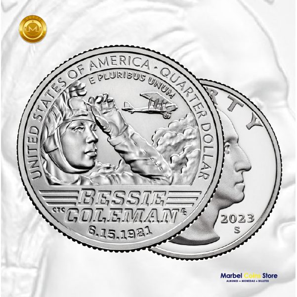 2023 P-D-S Bessie Coleman: Serie Mujeres Americanas - American Women Quarter - Imagen 3