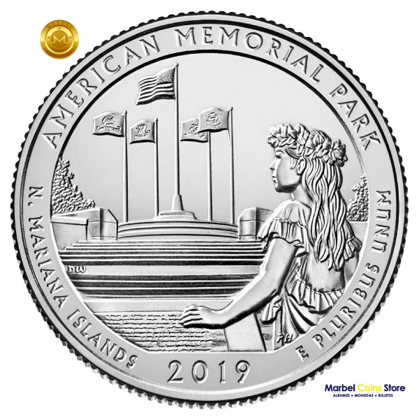2019 P-D Islas Marianas del Norte: Parque American Memorial - America the Beautiful Quarter