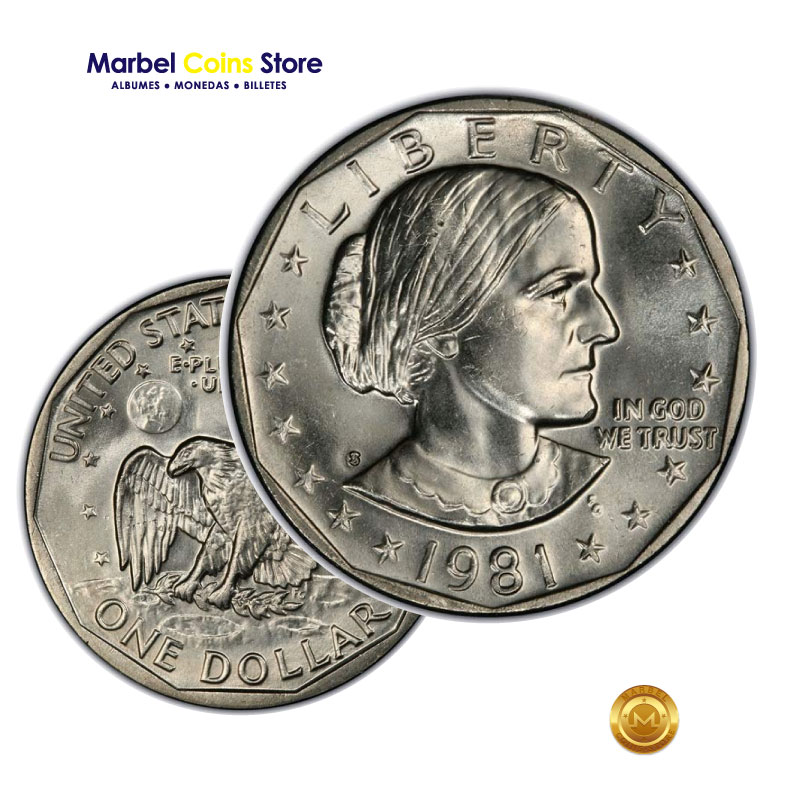 1981 P-D-S, Susan B. Anthony Unc $1 Dólar