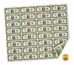 Hoja de 32 Billetes de  USA – Edición Sin Cortar