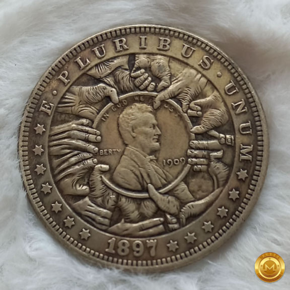 Hobo Nickel Coleccionable: 1897 Morgan Dollar y 1909 Lincoln Cents