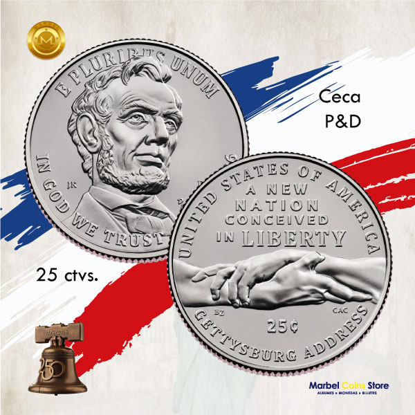 2026 25 ctvs USA Semiquincentenario (Discurso de Gettysburg) - Imagen 2