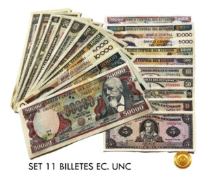 Billetes de Ecuador: Set UNC Colección Histórica Sucres (Antes de la Dolarización)