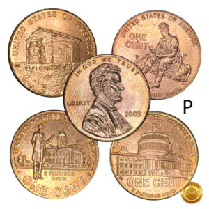 2009 P-D, Set 4 Ctvs. Monedas Lincoln Bicentennial Cent