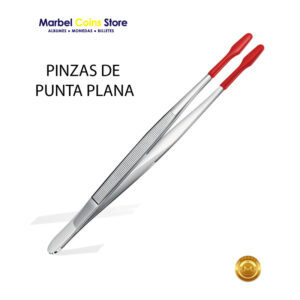 Pinza Numismática Profesional de Punta Recta con Revestimiento de Goma
