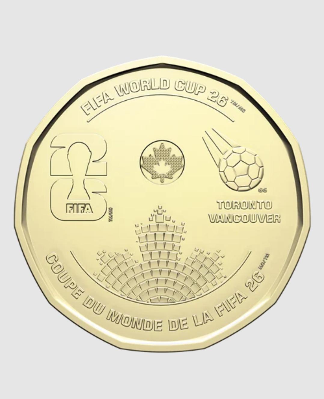 Moneda de $1 Dólar Canadá 2026 - Copa Mundial de la FIFA (UNC)
