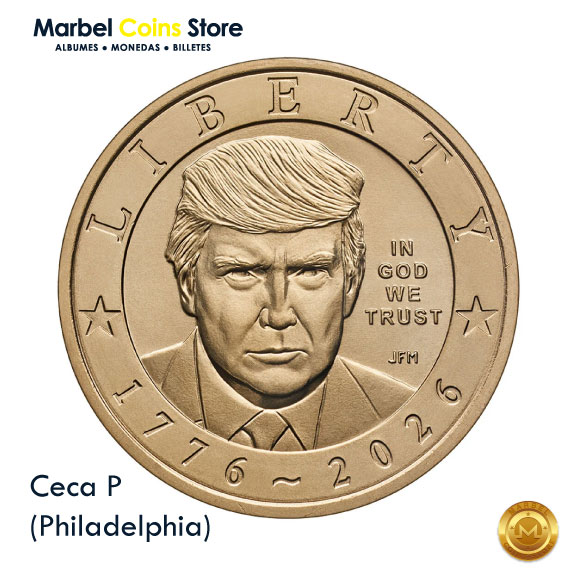 2026 P Moneda de $1 Dólar Semiquincentenario- Donald J. Trump (Individual UNC)