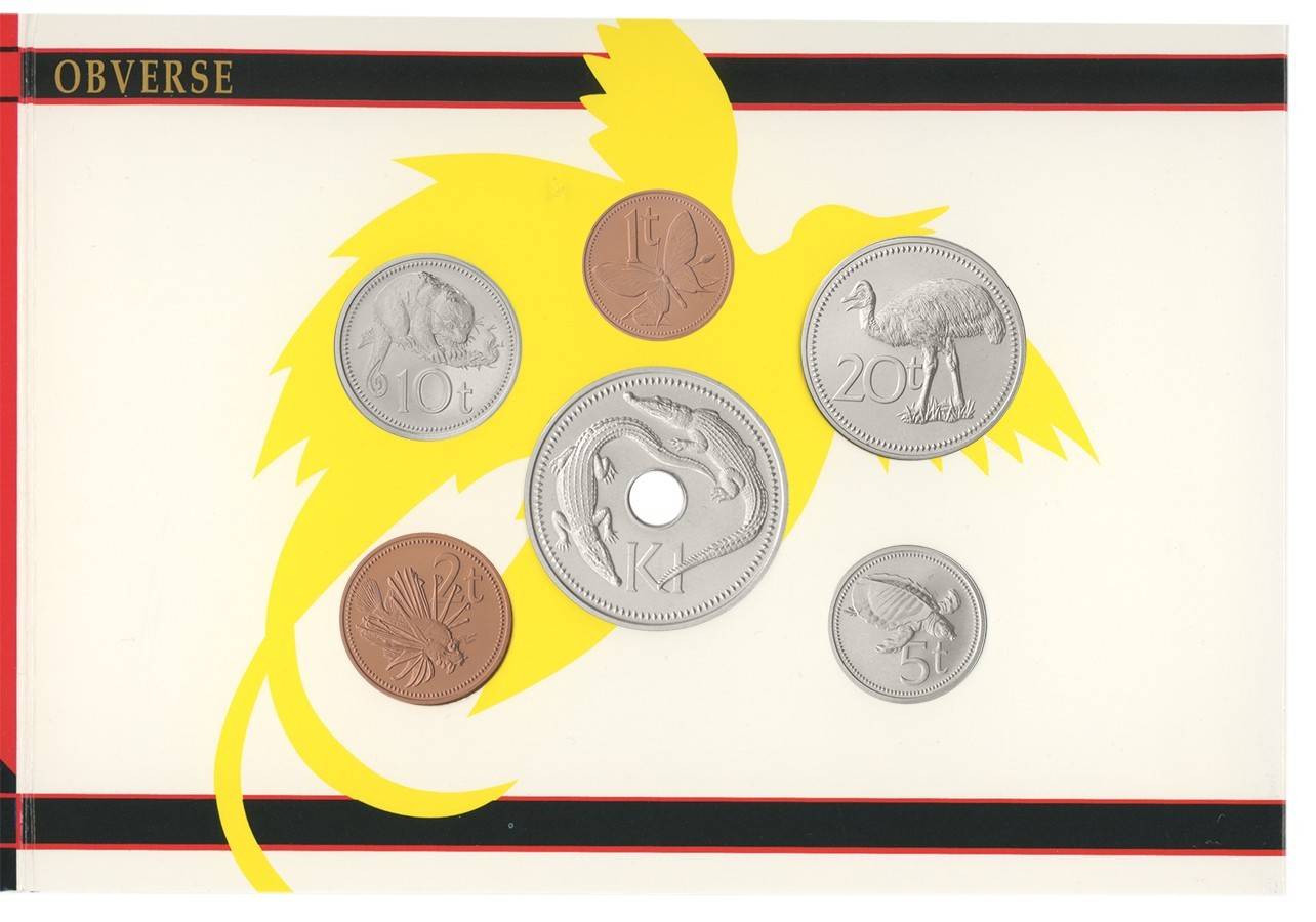 1995 Set de 6 Monedas Papúa Nueva Guinea (1 Toea a 1 Kina) - Fauna Nativa (Condición Mint / UNC) - Imagen 4