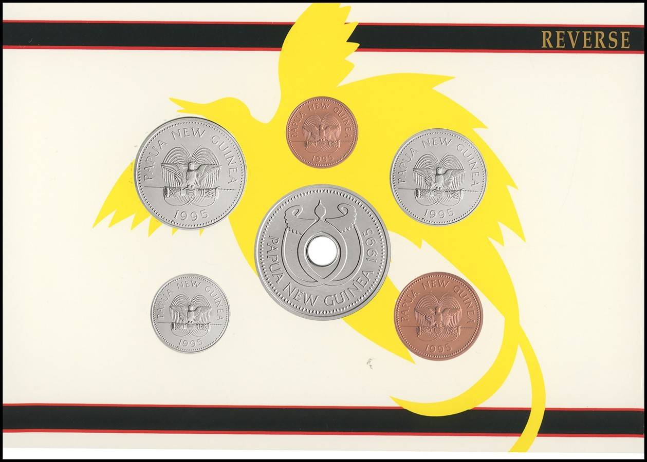 1995 Set de 6 Monedas Papúa Nueva Guinea (1 Toea a 1 Kina) - Fauna Nativa (Condición Mint / UNC) - Imagen 3